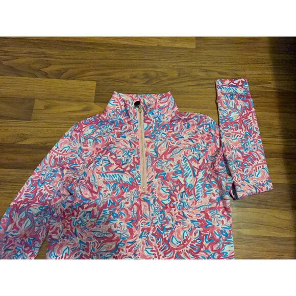 STELLA PARKER Pink Floral Top Women's Sz S Activewear 1/4 Zip Shirt Long Sleeve - Picture 6 of 11